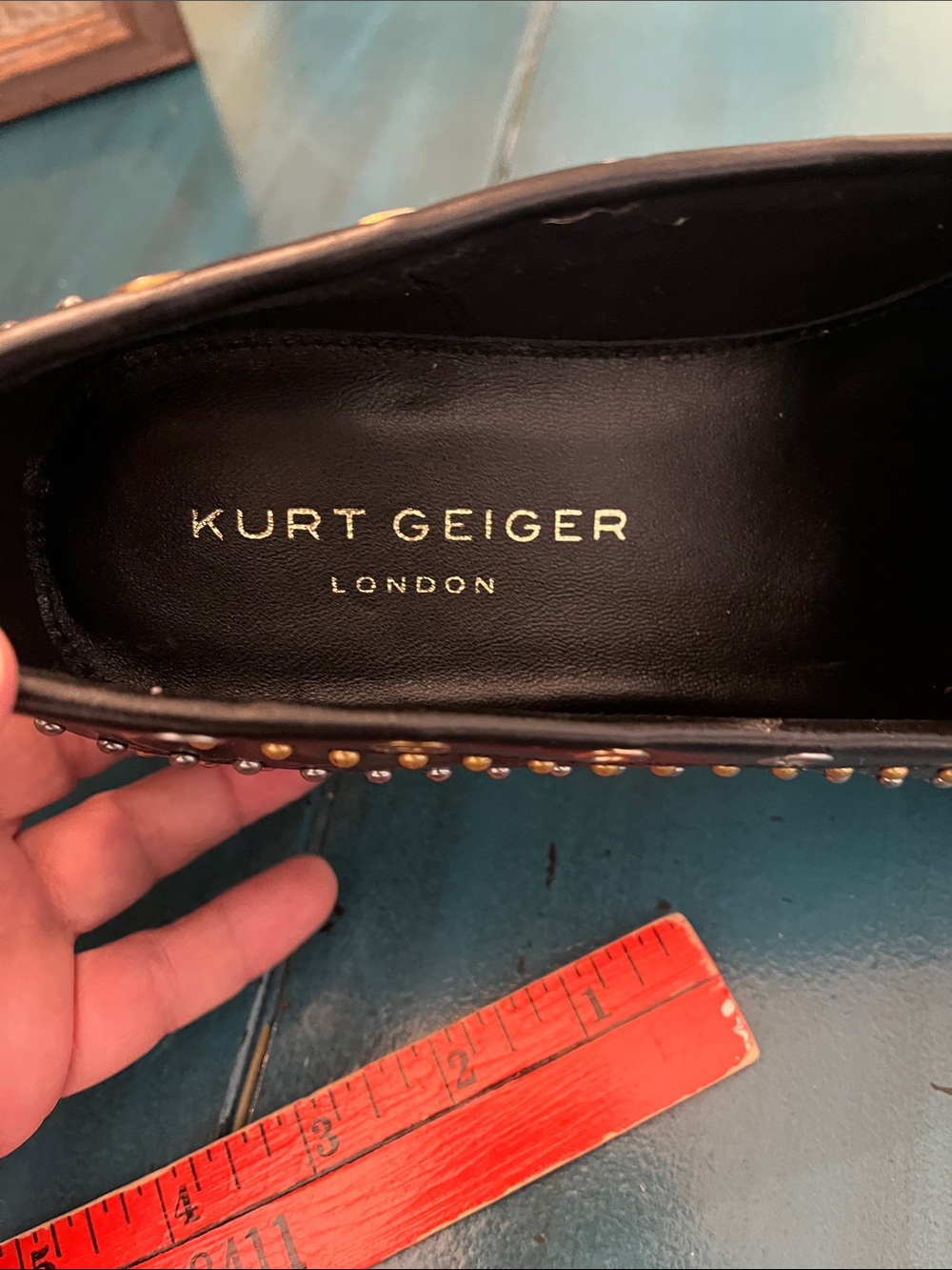 Kurt Geiger Brown Leopard Print Studded Loafers with Gold Accents - Picture 7 of 9